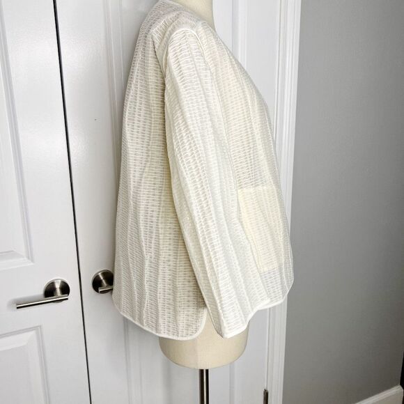 NEW Lafayette 148 NY ivory Open Front Jacket Blazer Size L - Picture 4 of 11